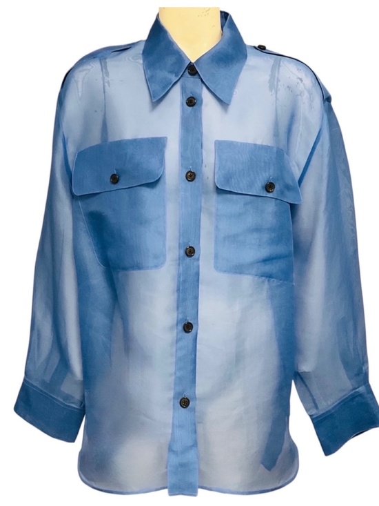 KHAITE Tops - KHAITE BLUE MISSA SILK ORGANZA SHIRT